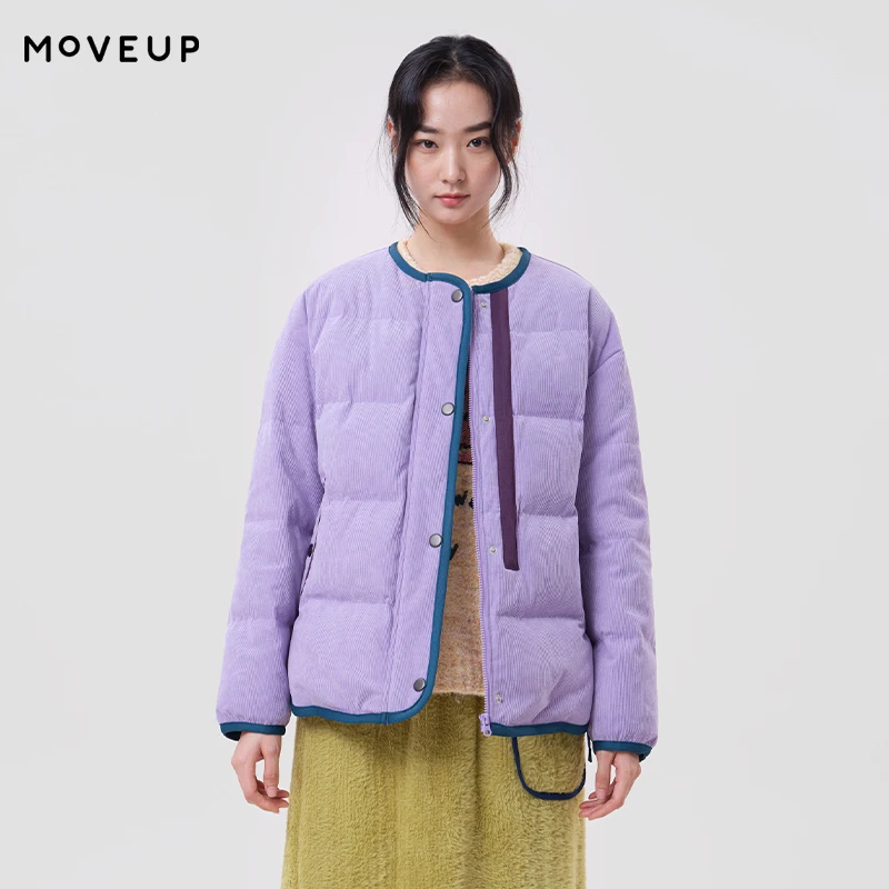 MOVEUP Women's Winter Down Jacket FUN Series Color Contrast Webbing Daily Jacket 2026 Winter New Woven Label Outerwear 3ELD11202