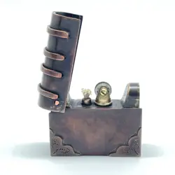 Antique European Book Oil Lighter Handmade Brass Material With Folding Design And Opening Closing Lighter