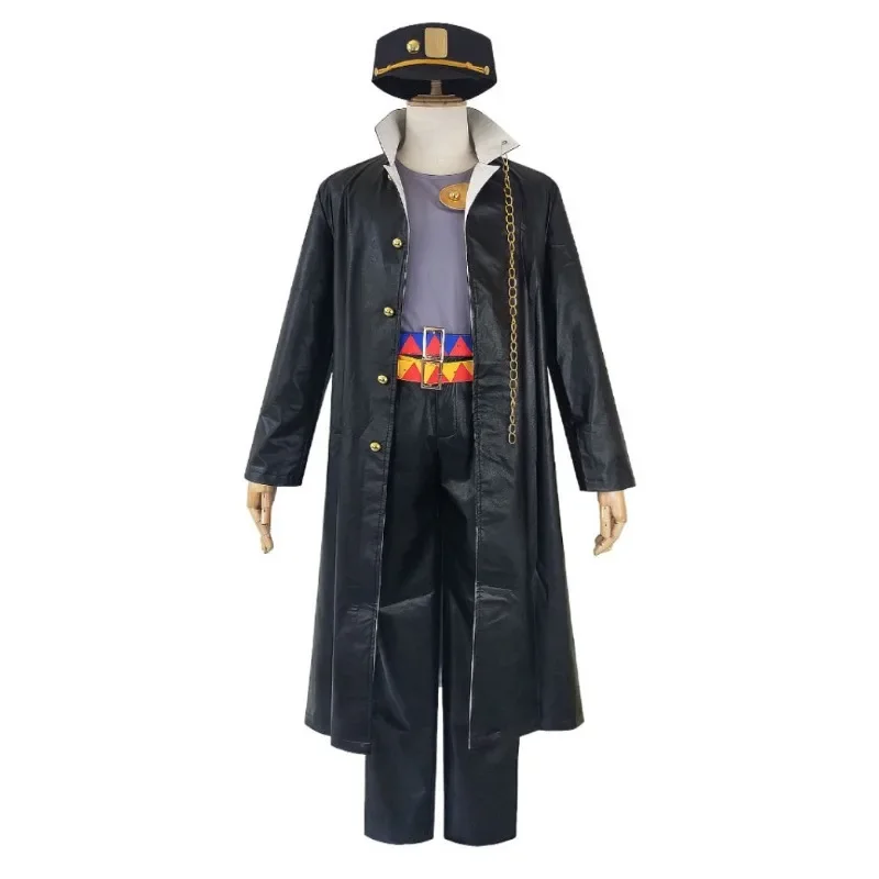 

Anime JoJo's Bizarre Adventur Cosplay Costume Kujo Jotaro Clothes Stardust Crusaders Black Cloak Cos For Men Women