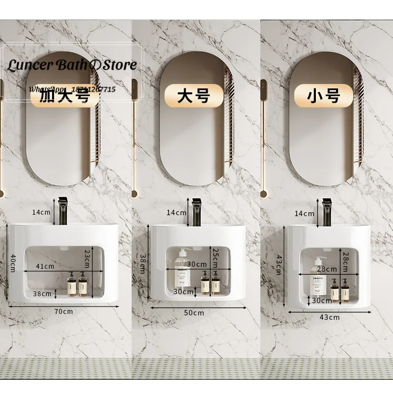 Cream Style Wall-mounted Elliptical Ceramic Sink, Deepened Floating Wash Basin for Bathroom
