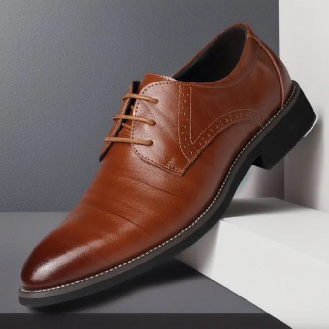 Men's leather shoes 2026 men's British pointed breathable business dress Korean version leather shoes