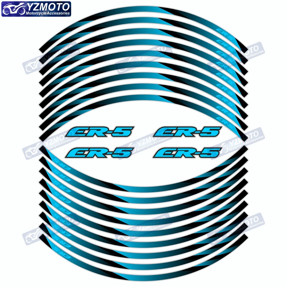 

Для Kawasaki ER-5 ER5 мотоцикла 17 дюймов наклейка на переднюю и заднюю ступицу колеса переводная картинка Водонепроницаемые Светоотражающие декоративные обода наклейки