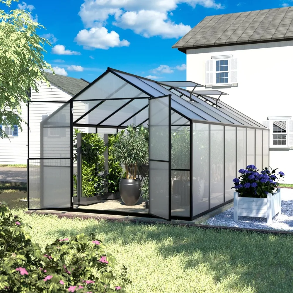 

8 x 14 FT Heavy Duty Greenhouse, Garden Plants Green House Kit, Polycarbonate Greenhouse with Aluminum Frame