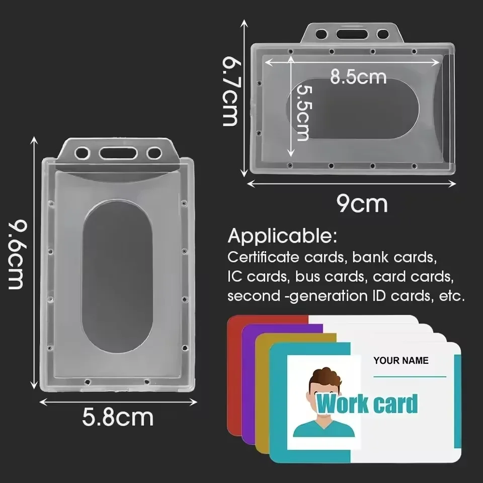 20/5/1PCS Waterproof Clear Plastic PVC ID Card Name Badge Holder Transparent Business Card Sleeve Cover for School Office