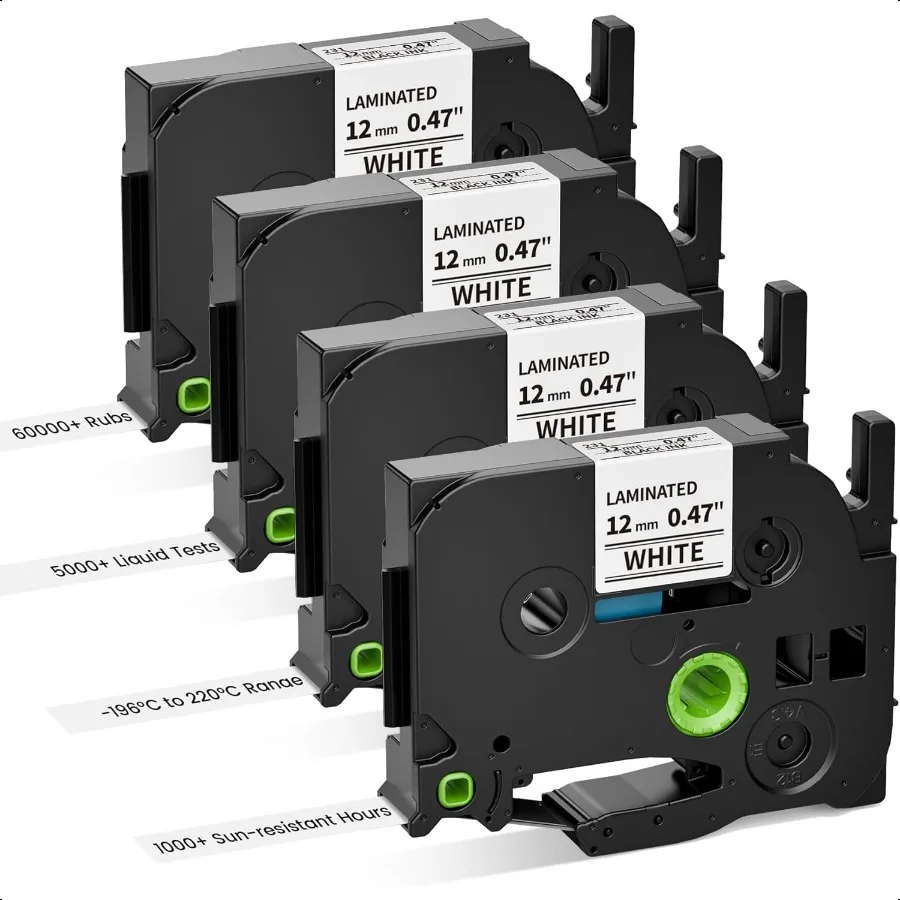 

Замените ленту для ленты TZe 12 мм 0,47 Ламинированная белая лента для этикеток P Touch 12 мм 1 2 TZe231 TZe231 Черные чернила на белом Совместимость с Bro