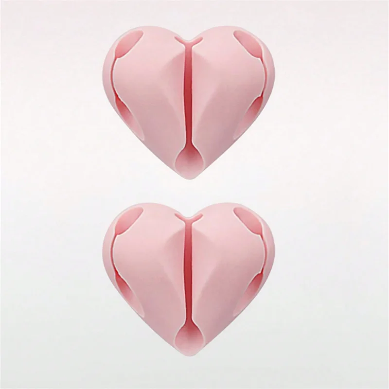 2pcs Heart-Shaped Mini Cable Winder Organizer USB Charging Cable Clips Desk Tidy Organiser Holder Protectors in Home Office Car view 5