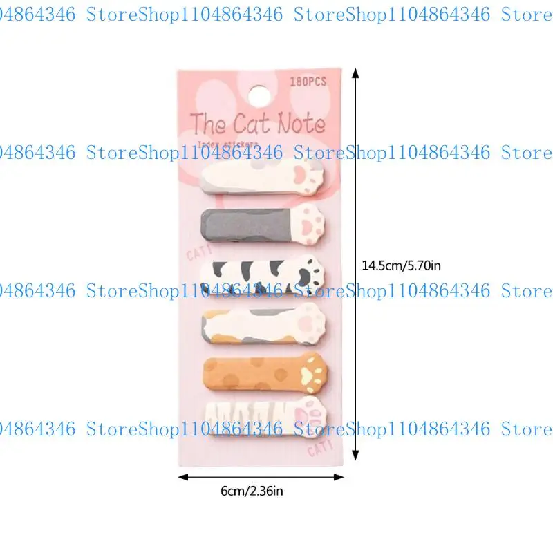 5ASD 180 카운트 새끼 고양이 노트 패드 접착제 인덱스 스티커 페이지 탭 쓰기 가능한 페이지 마커 북마크 노트북 플래너 15x45mm