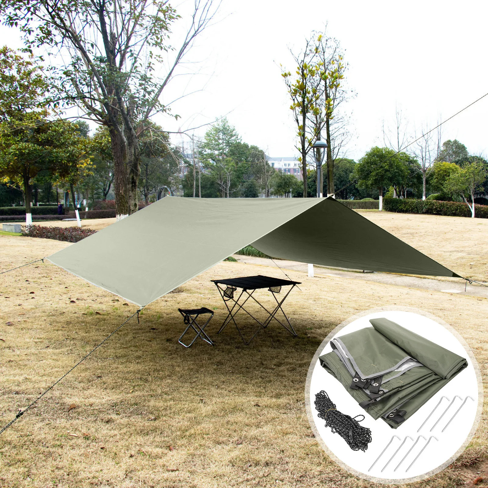 

1Set Camping Tarp Tent Water Resistant Sunshade Picnic Mat Beach Cover Portable Lightweight