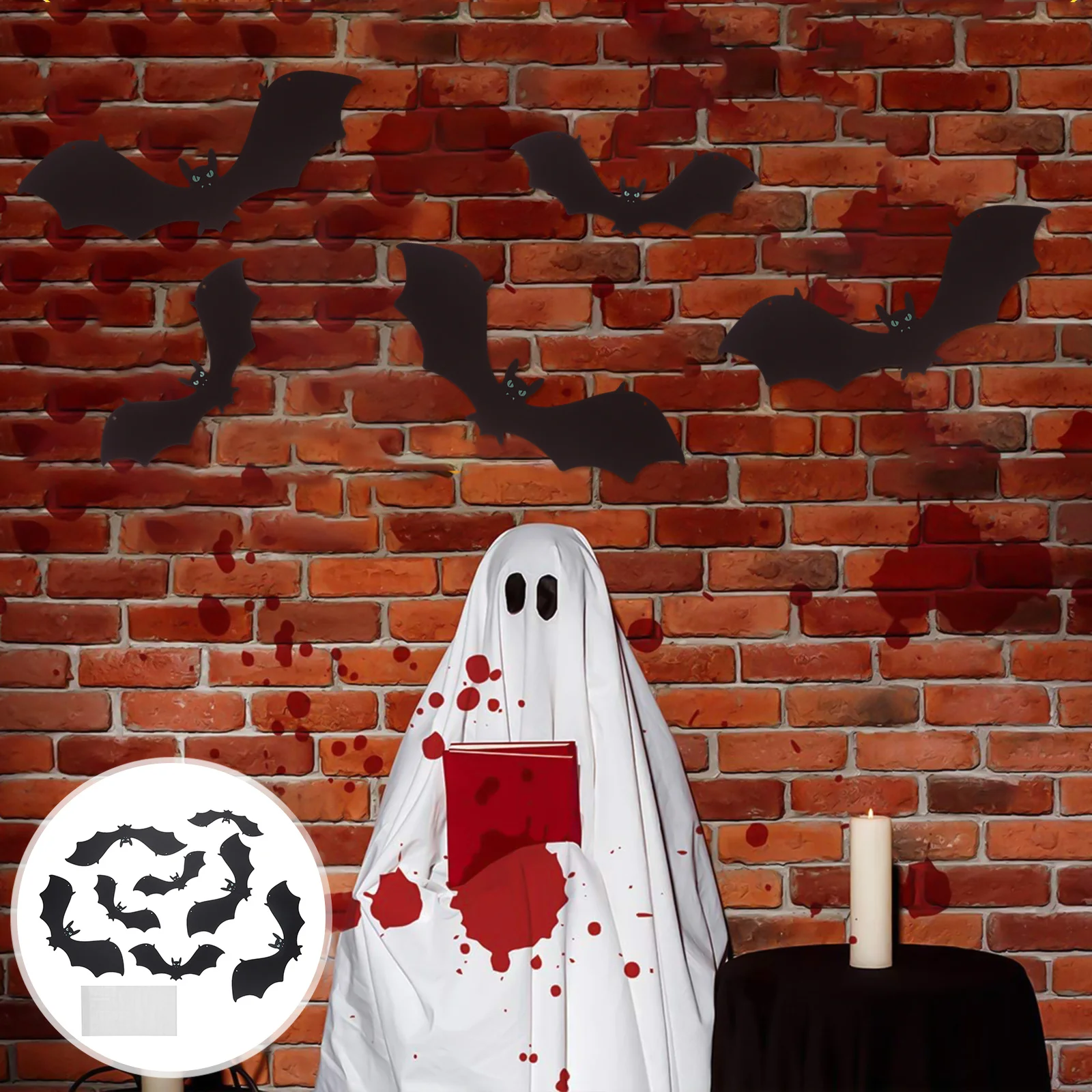 1 مجموعة هالوين الخفافيش ديكور عيون مضيئة في الهواء الطلق داخلي الطرف الديكور مسكون منزل الدعائم هالوين الخفافيش ديكور #5