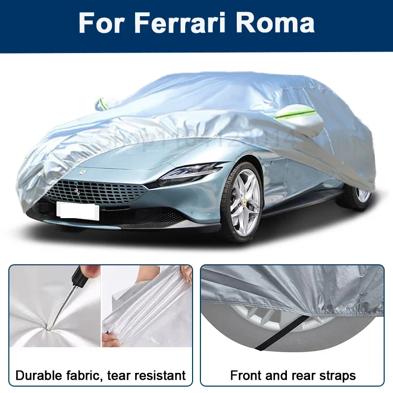 Outdoor Full Car Cover For Ferrari Roma with Reflective Strips Waterproof Snowproof Dustproof UV Protection Auto Accessories