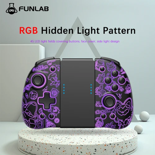 Controlador Joycons luminosos estilo Graffiti FUNLAB para Nintendo Switch con 7 colores LED/RGN/Turbo/indicadores de batería portátiles