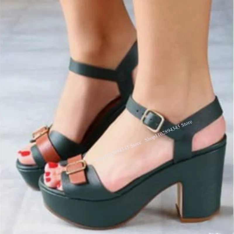 Gemengde Kleur Platform Peep Toe Sandalen Ondiepe Gesp Riem Modieuze Sexy Nieuwe Stijl Zomer 2023 Vrouw Schoenen Zapatillas Mujer