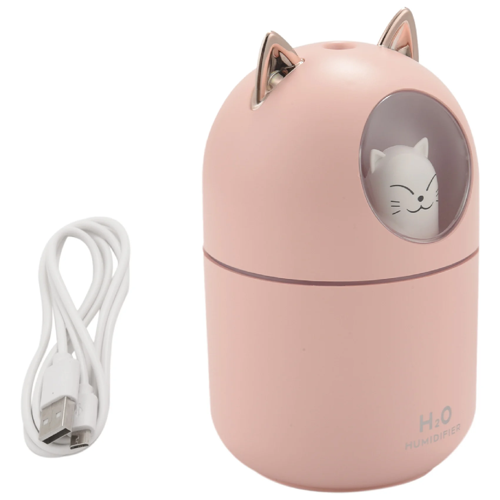 Humidificateur à brume fraîche avec chat mignon pour la maison, veilleuse, air pur essentiel pour chambre de bébé, fonctionnement silencieux et facile à nettoyer, rose