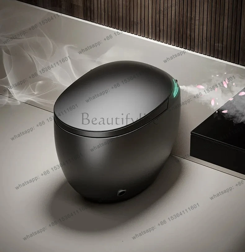 

Egg-shaped Smart Toilet Integrated Without Water Pressure Limit, Fully Automatic Round Electric Household Gun Gray Toilet