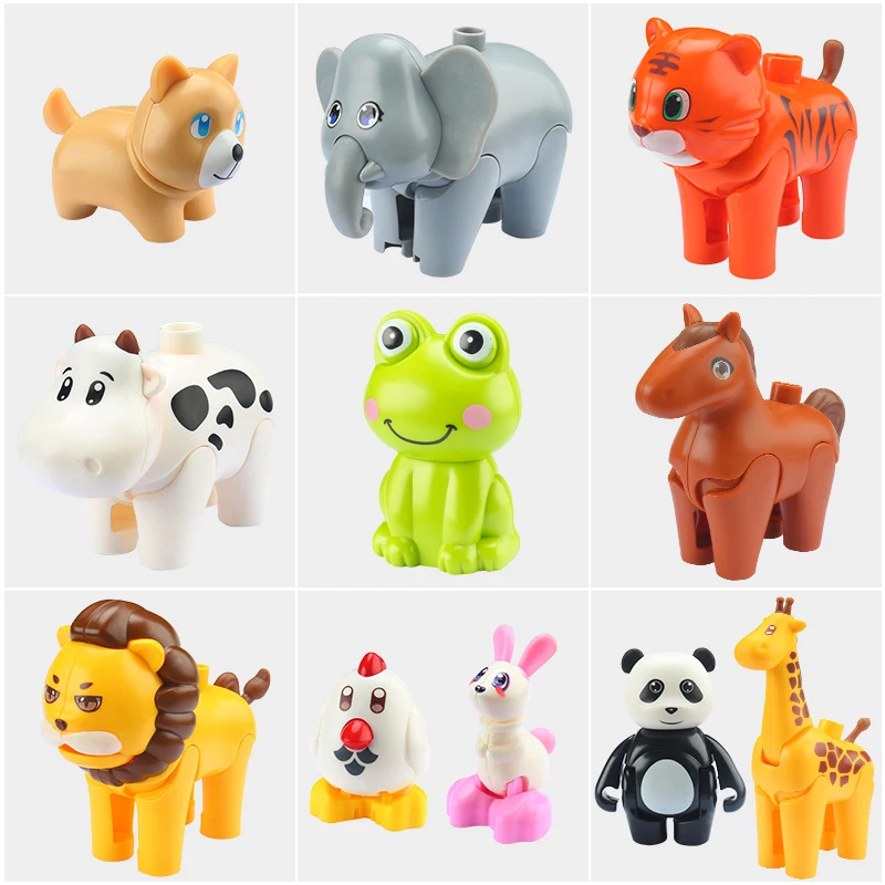 

Compatible Big Building Blocks Zoo Series Lion Panda Cow Animal Accessories Large Bricks Children Kids Assembly Toys Party Gift