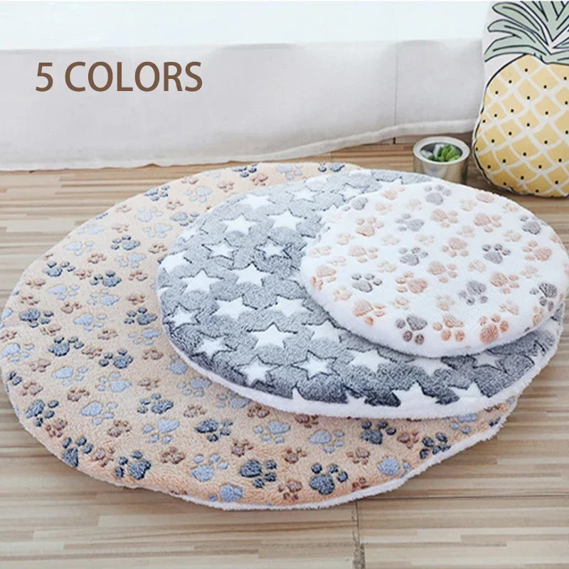 Round Dog Bed Mat Double-sided Pet Sleeping Bed For Dog Cat Washable Folding Pets Cushion Soft Warm Cat Blanket Dog Accessories