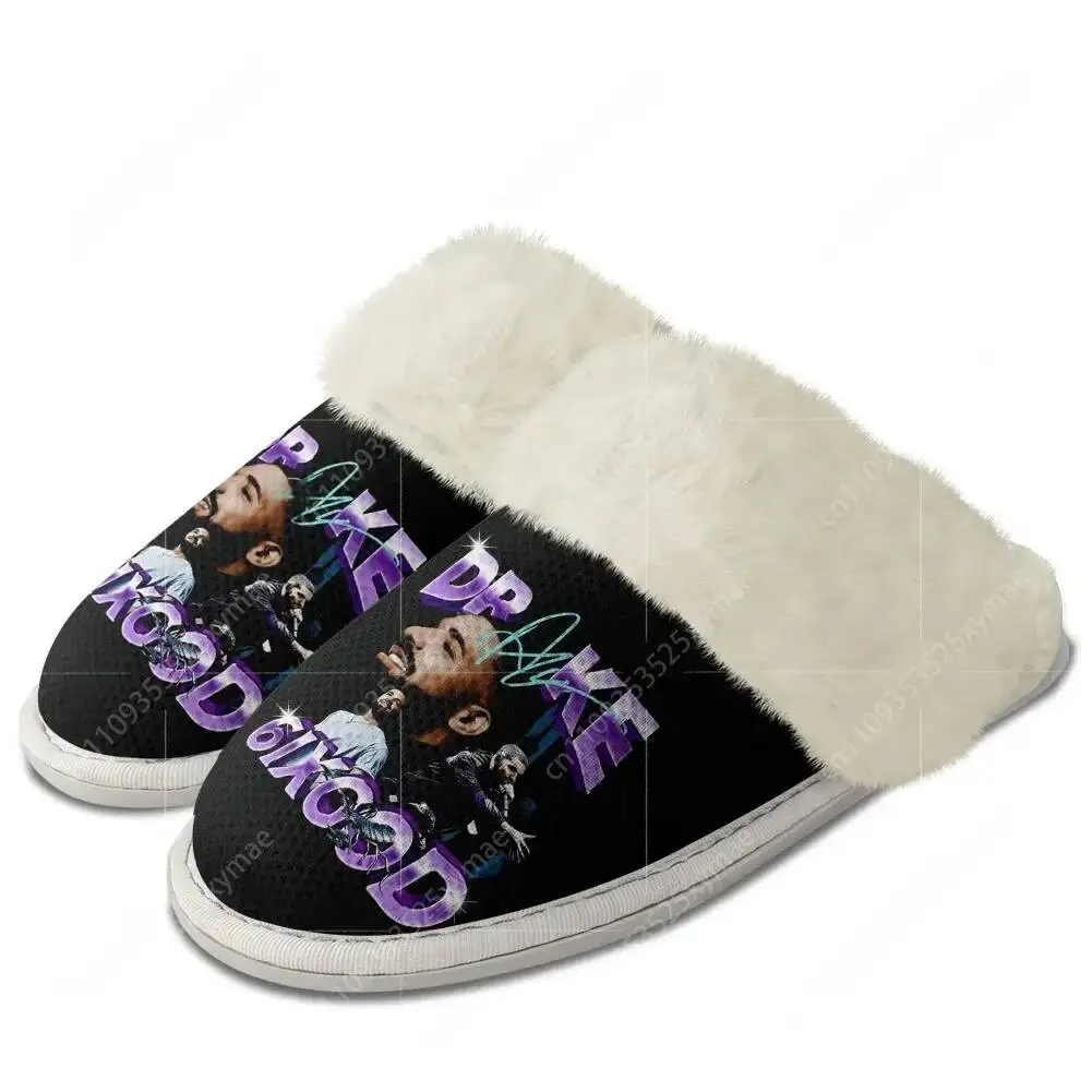 Drake Drizzy Rap Hip Hop Singer Plush Slippers Keep Warm Shoes Mens Womens Breathable Home Cotton Thermal Lightweight Slipper