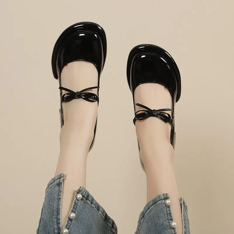 2024 Summer Good Quality Sweet Burgundy Mary Janes Pumps Women Chunky High Heeled Shoes Footwear red heels ladies shoes