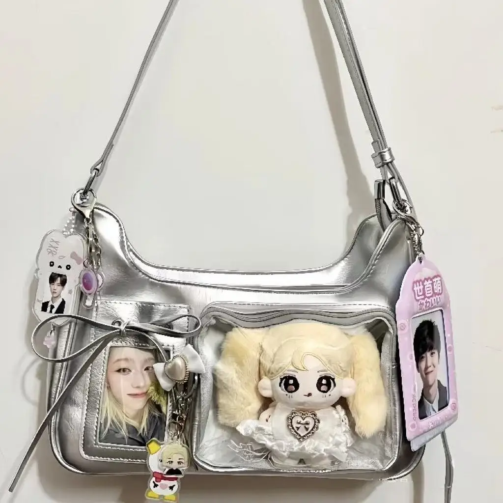 SS Y2k Harajuku حقيبة كتف المرأة الكورية شفافة Ita حقيبة المدرسة حقيبة كروسبودي الإناث اليابانية مصمم Preppy حقيبة يد محفظة #2