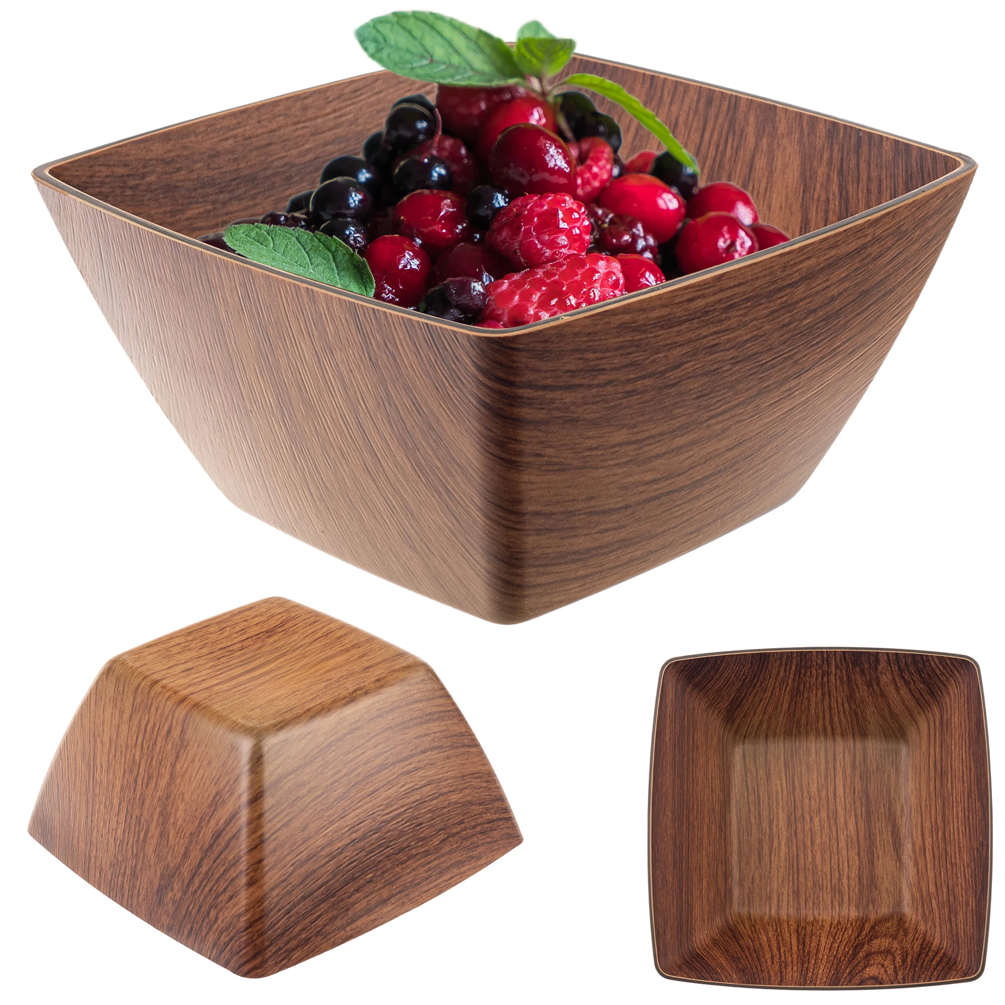 KADAX Salyatka Plastic Kom 16cm Voor Fruitsalade Snack Vierkant