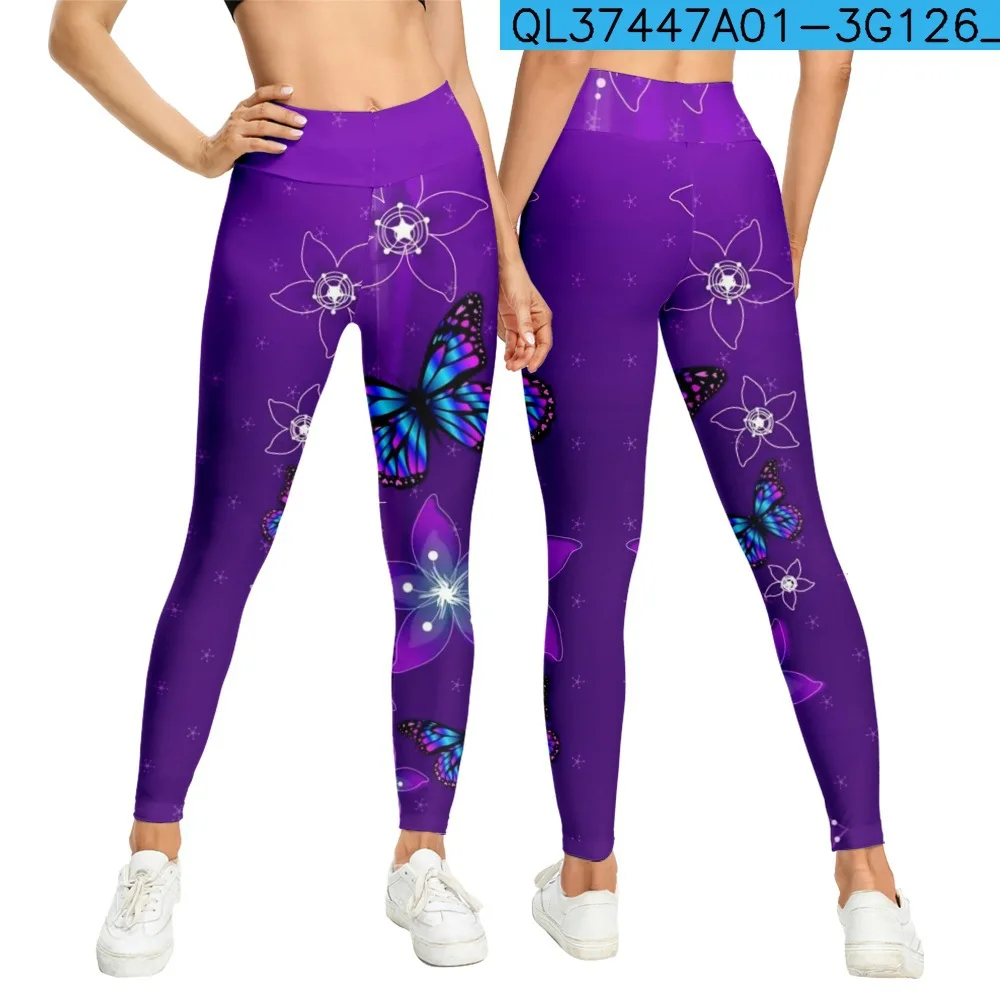 Butterfly Animal Plus Size Lace Up Print Leggings a vita alta 2023 Casual Fashion Women 3D Butterfly Printed Leggings Fitness