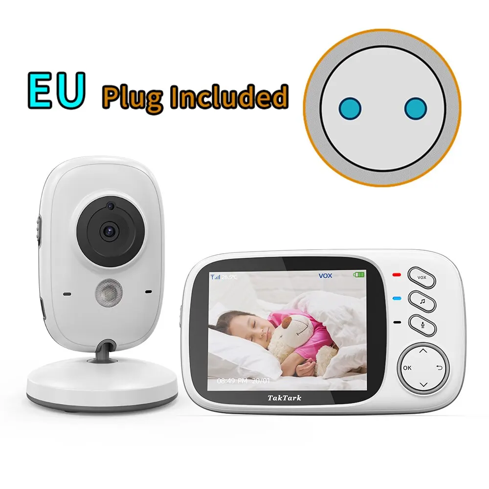 TakTark 3.2 Inch Wireless Video Baby Monitor With Lullabies Auto Night Vision Two Way Intercom Temperature Monitoring Babysitter