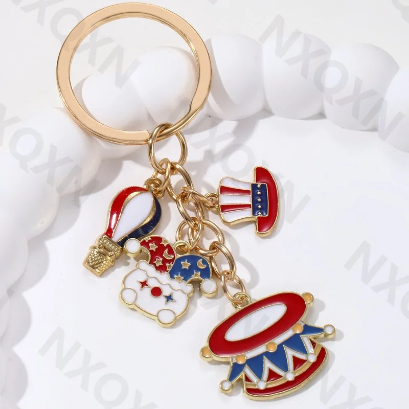 Cartoon Hat Joker Hot Air Balloon Enamel Keychain Cute Circus Troupe Key Ring For Women Men Friendship Gift Handmade Jewelry