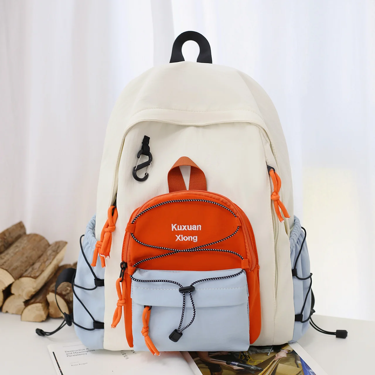 Color Block Hiking Backpack Casual Travel Daypack Outdoor Camping School Backpack Fashion Contrast Color Student Rucksack