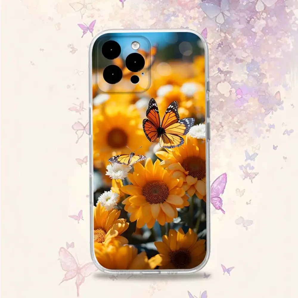 Hermosa funda de teléfono transparente S-Sunflower-es para iPhone 11,15,16,14,13,17,12,Pro,SE4,Plus,E,Max,Air,Mini funda trasera suave