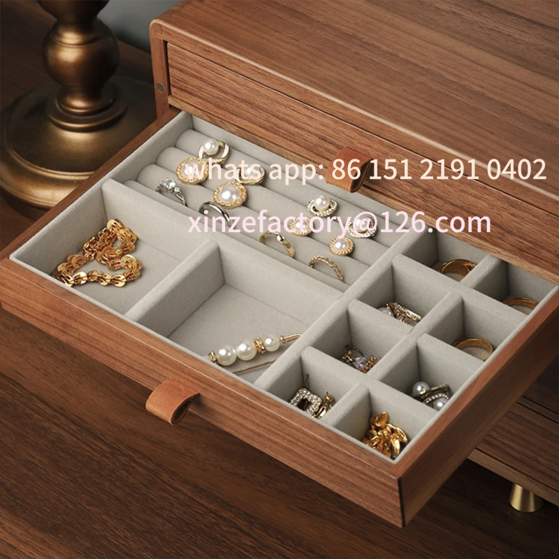 صندوق قابل للتخصيص منظم كبير الحجم درج صناديق المجوهرات تخزين حلقة قلادة سوار أقراط عرض الملحقات #3