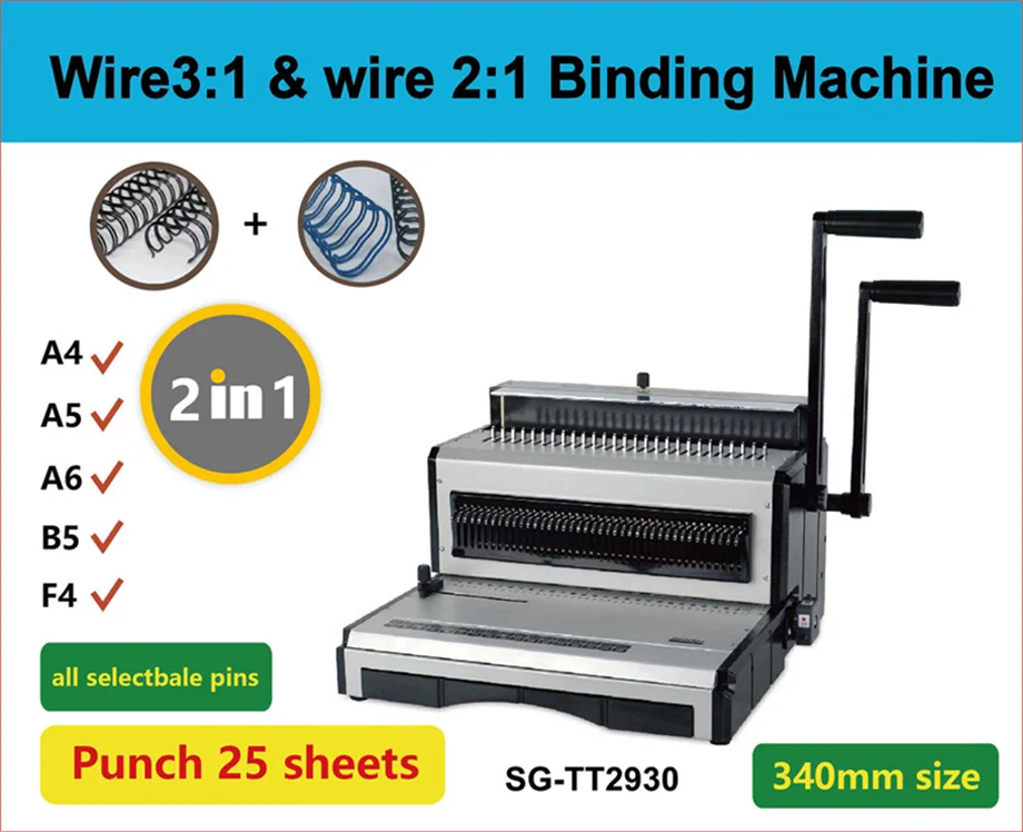 SG-TT2930 F4 Size Double Loop Wire Binding Machine Desktop Manual Wire Binder Machine for Sale