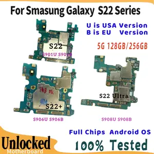 Bilashmart 100% Unlocked Motherboard Chips Samsung Galaxy S22 Plus S901U/B S906U S906B S22 Ultra S908U/B Android OS Logic Board