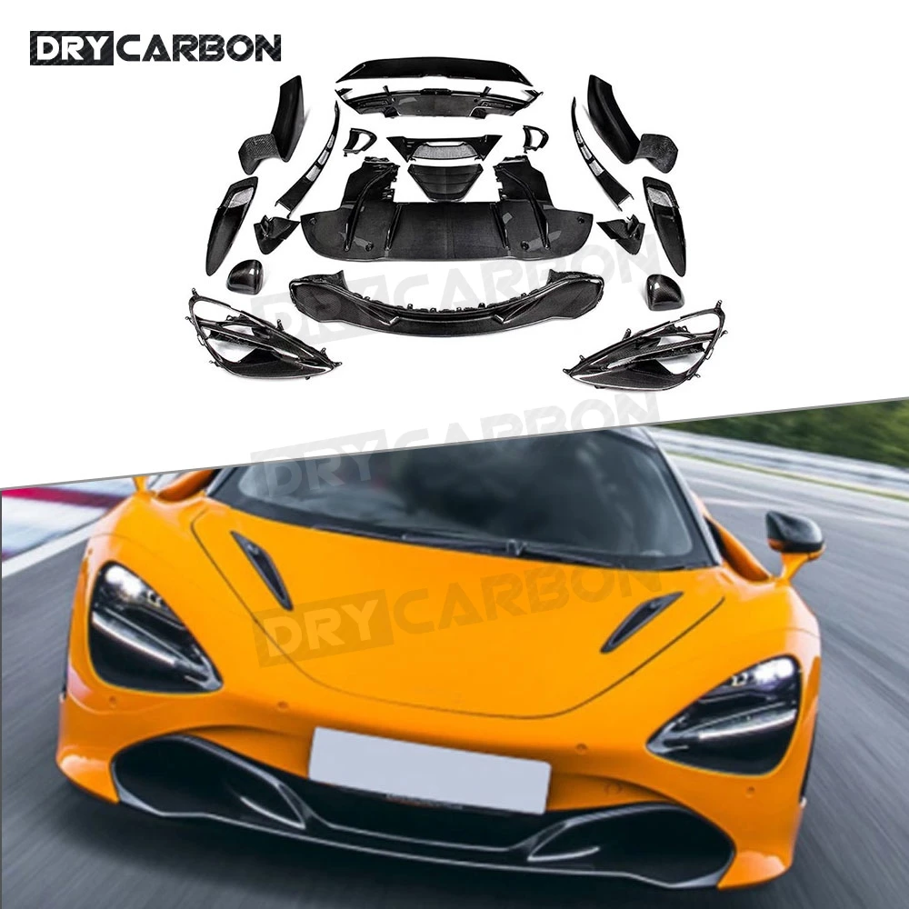 Dry Carbon Fiber Front Lip Trunk Air Vent Trim Cover Rear Diffuser Rear Spoiler Rearview Mirror Caps For McLaren 720S Body Kits