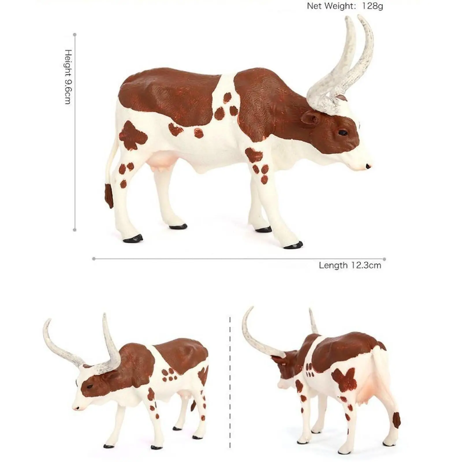 2x modelo animal educacional touro vaca figura pré-escolar estatuetas de animais pequenos