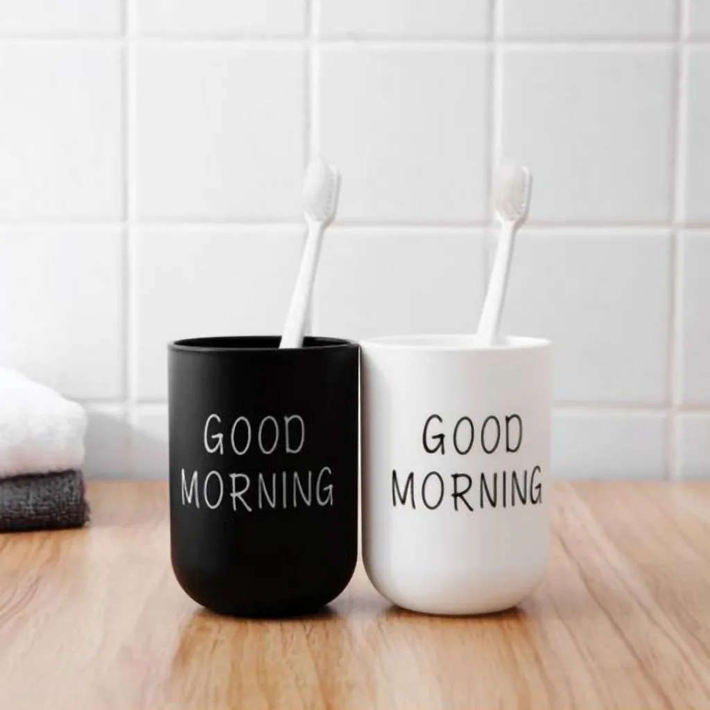 Portable Bathroom Toothbrush Circular Cup Simple Plain Cup Couple Tooth Cup Good Morning Plastic Home Hotel Tooth Brush Holder