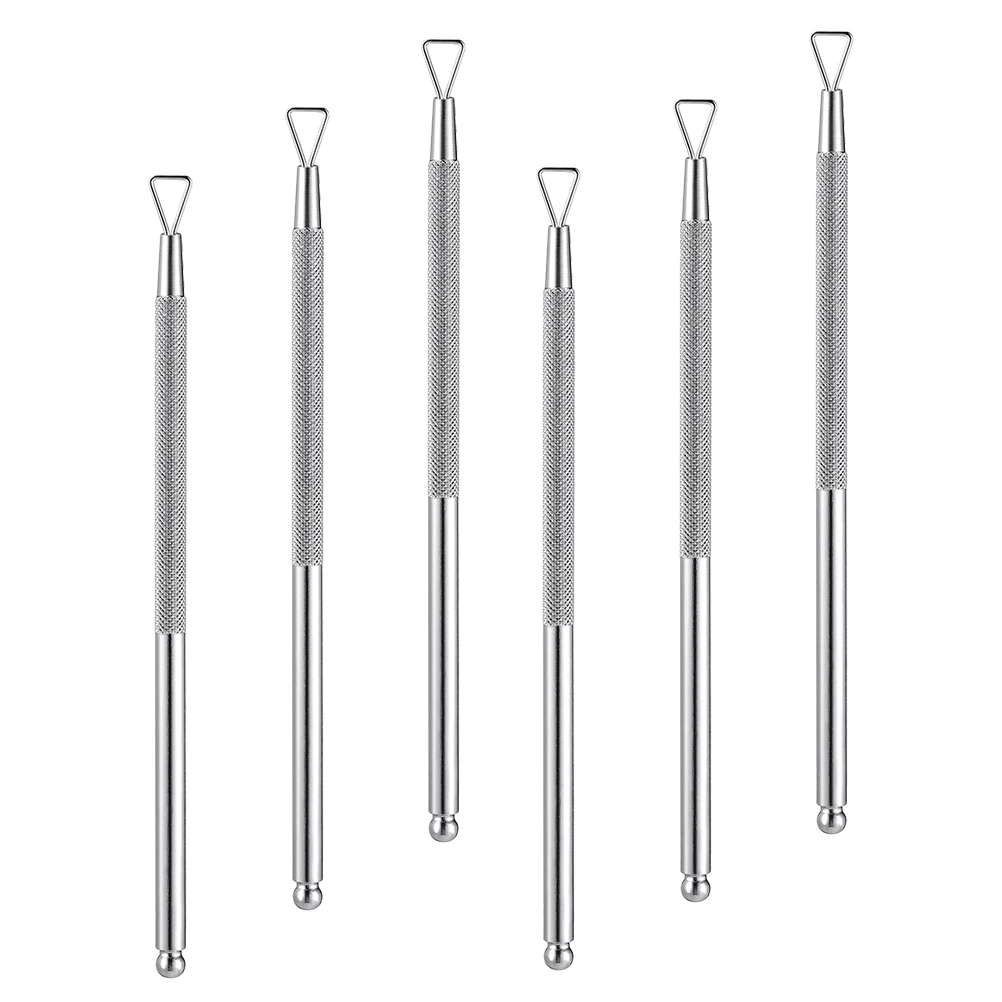 

6pcs Stainless Steel Triangle Cuticle Pusher Gel Polish Remover Nail Instrument Manicure Tool Dead Skin Fork Nail Edge Cleaner