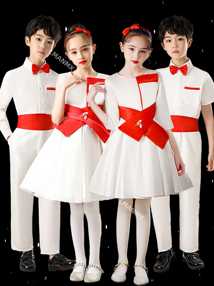 

Детское платье для выступлений в хлопах, хоровое платье для начальной и средней школы, платье для ведущего конкурса по поэзии и речи