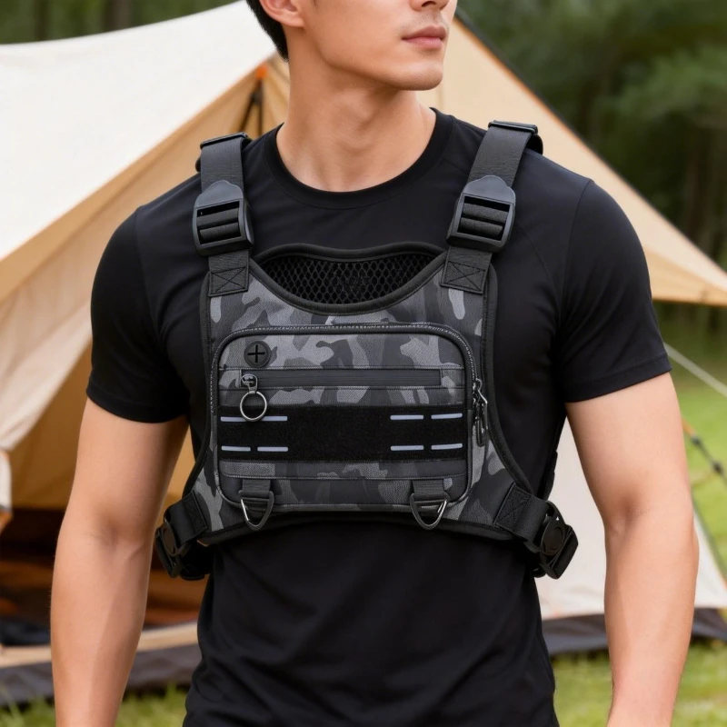 Sports Chest Bag Lightweight Waterproof Tactical Molle Hiking Camping Vest Bag Outdoor Hiking Travel Multifunctional Storage Bag