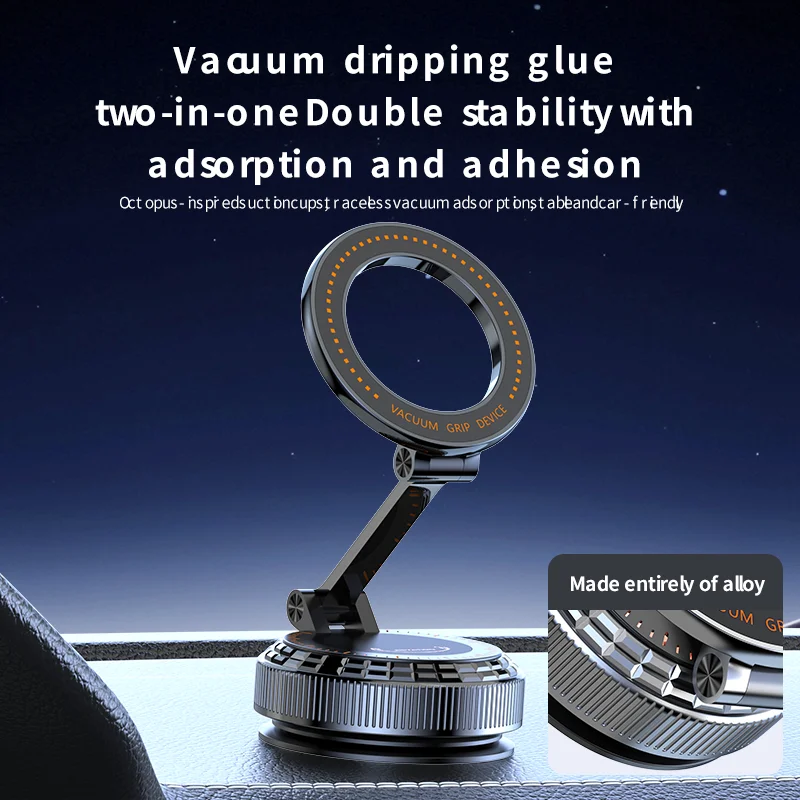 

Vacuum Magnetic Phone Holder for Your Car [105+LBS Suction & 3800gf Magnetic] 360° Adjustable Stand for iPhone 17 16 15 14 13 12