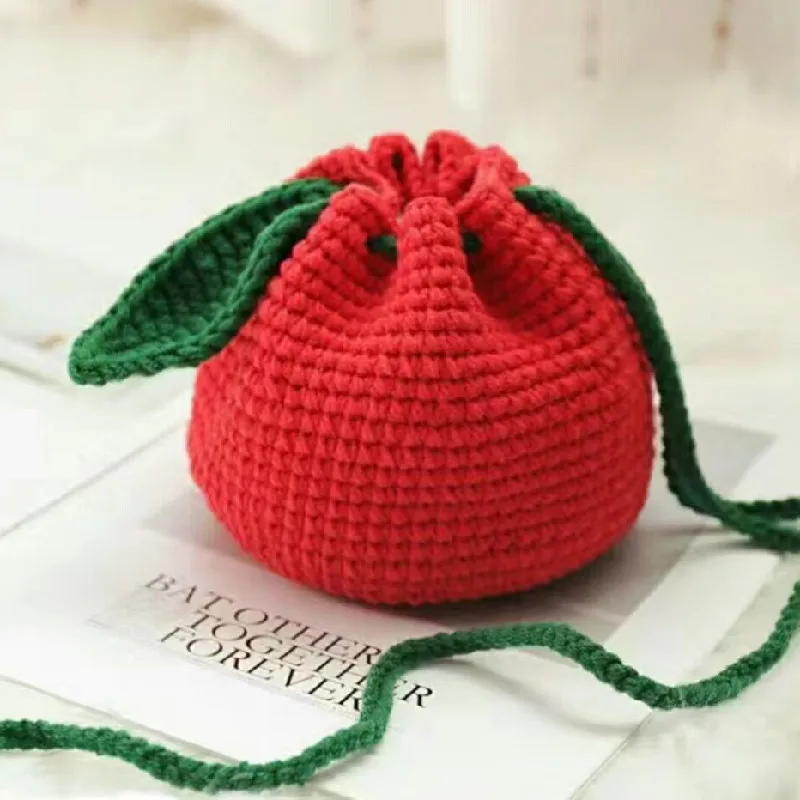 2 pezzi/borsa a tracolla per frutta carina intrecciata a mano con portachiavi a forma di arancia, portafoglio Zero, borsa per Snack, borsa per la