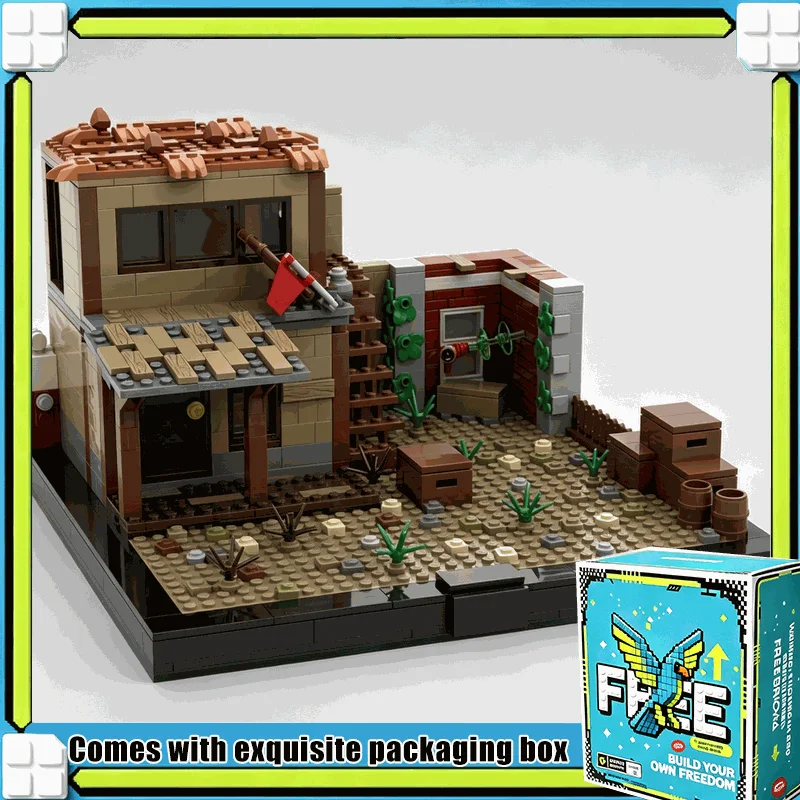 935PCS Post Apocalyptic Ruined Farmhouse Buried Scene Model Building Blocks Custom MOC Architecture DIY Assembly Toy Gift