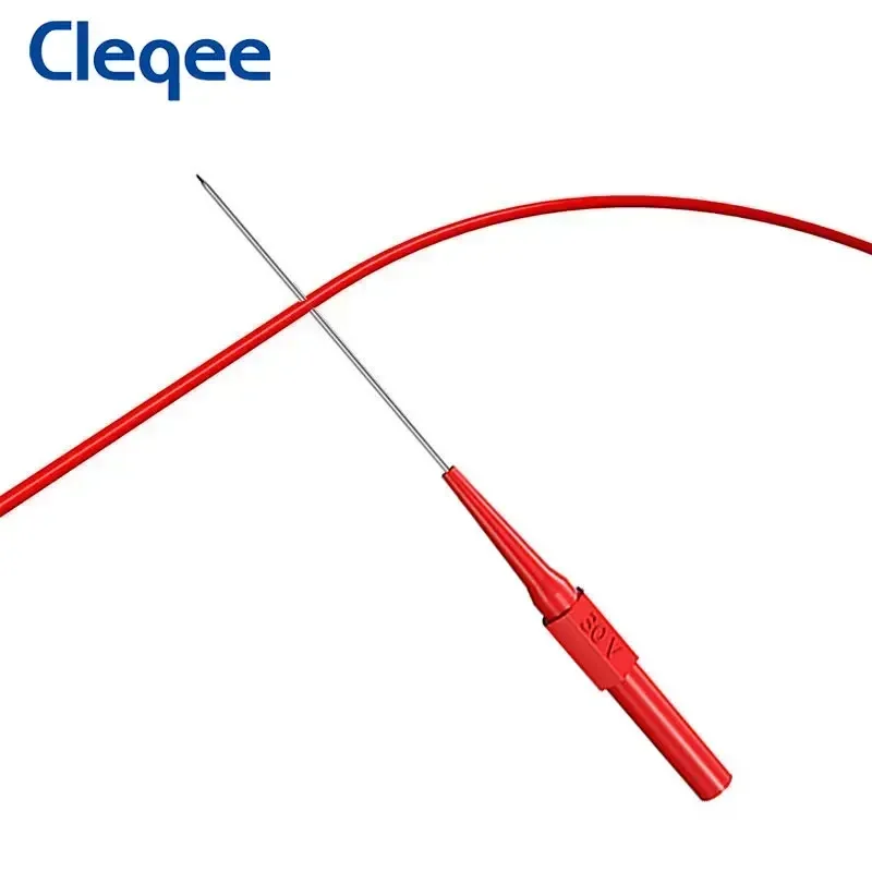 Cleqee 10pcs P30009+ 1mm Test Probe Needle Long Insulated Back Probe Pin Non-destructive Stainless Puncture Probe 4mm Jack