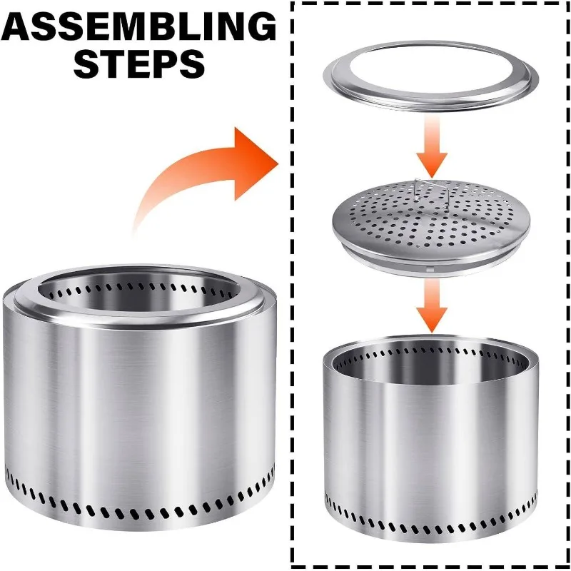 Outdoor Camping Wood-Burning Stove Large Integrated Stainless Steel Bonfire Stove Combustion Smokeless Courtyard Heating Stove