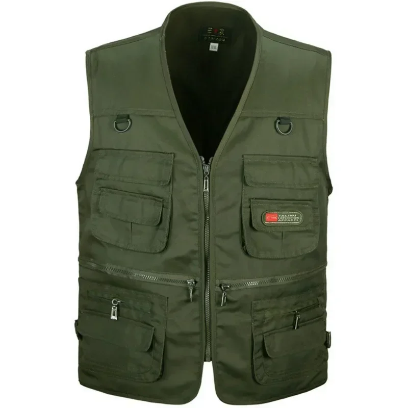 Multi-Pocket Men\'s Photography Fishing Vests Outdoor Tactical Hiking Sports Vest Solid Casual Zipper Waistcoat Sleeveless Jacket