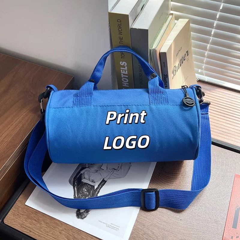 Custom Logo Oxford Cloth Drum Duffle Bag Adjustable Detachable Crossbody Strap Lightweight Sports Gym Travel Shoulder Handbag