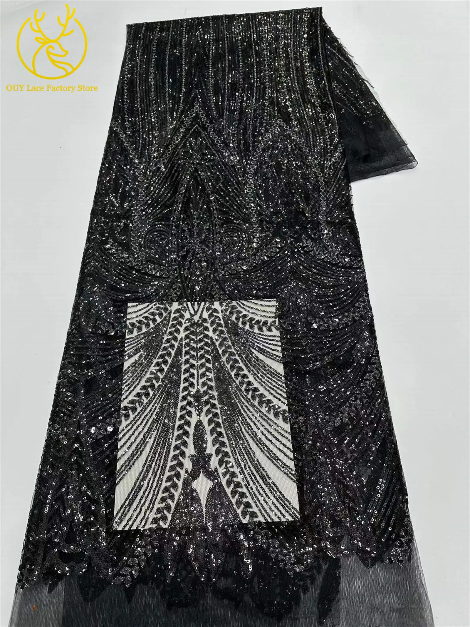 5 Yards Afrikanischer Spitzenstoff 2026 Hochwertige Französische Pailletten Perlenbesetzter Tüll Hochwertiges Nigerianisches Partykleid für Damen Hochzeitskleid – Detail 24