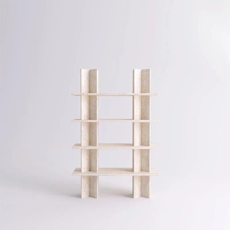 Natural travertine retro shelf living room home simple modern storage rack