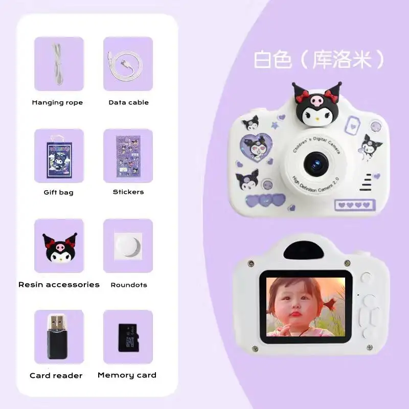 Kawaii Sanrio Camera High-Definition Dual Camera Kid Cartoon Kt Kuromi Melody Fun Toy Portable Travel Photographed Birthday Gift