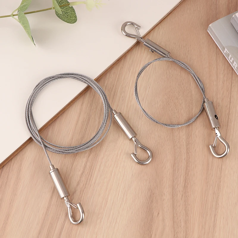 Clothesline Picture Hanging Suspension Code Stainless Steel Cable Adjustable Automatic Wire Rope With Double-headed Spring Hook