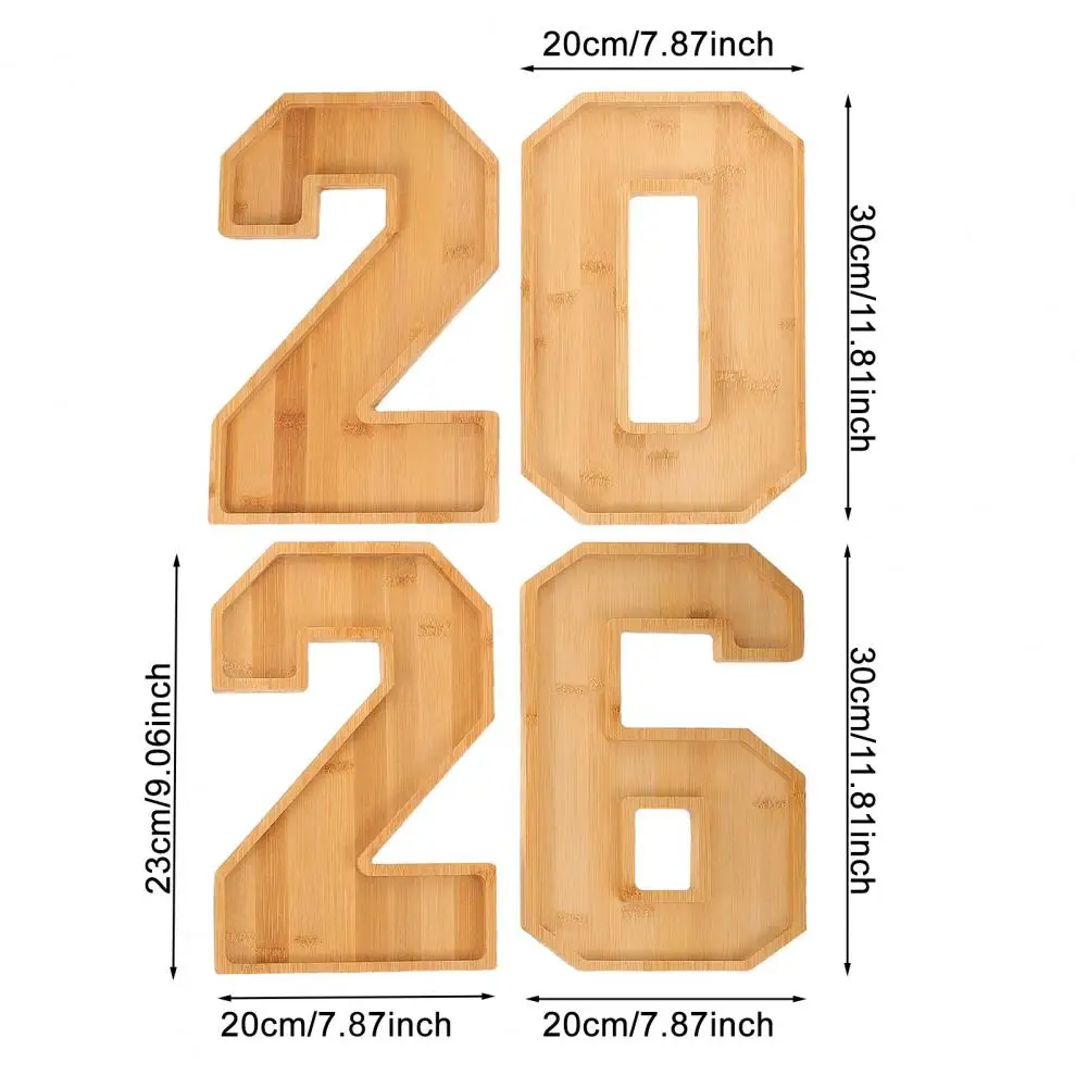 Reusable Food Display Trays Wooden Party Food Trays 4pcs Wooden Number Boxes Set Fillable Charcuterie Boards for Party Serving